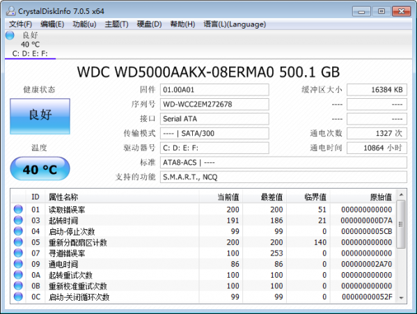 硬盘信息检测工具(CrystalDiskInfo)